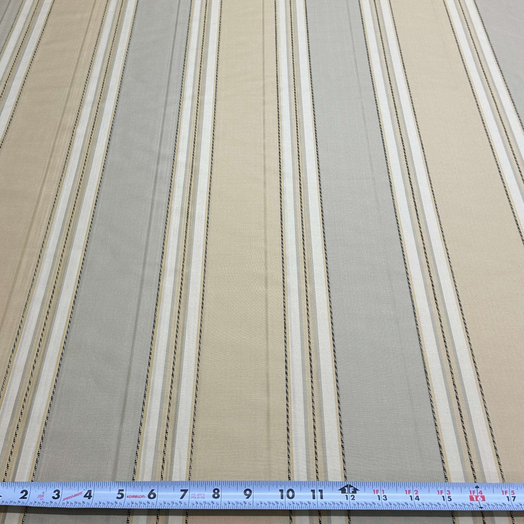 110" Wide Beige Taupe Stripe Faux Silk Fabric