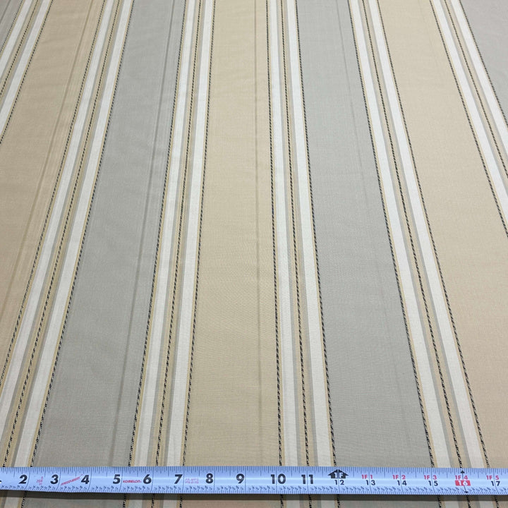110" Wide Beige Taupe Stripe Faux Silk Fabric