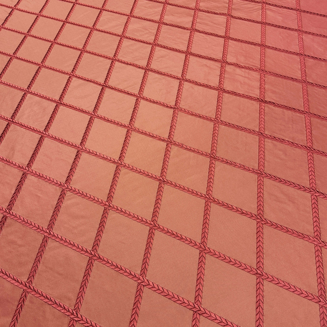 Geometric Diamond Embroidery 100% Silk Fabric