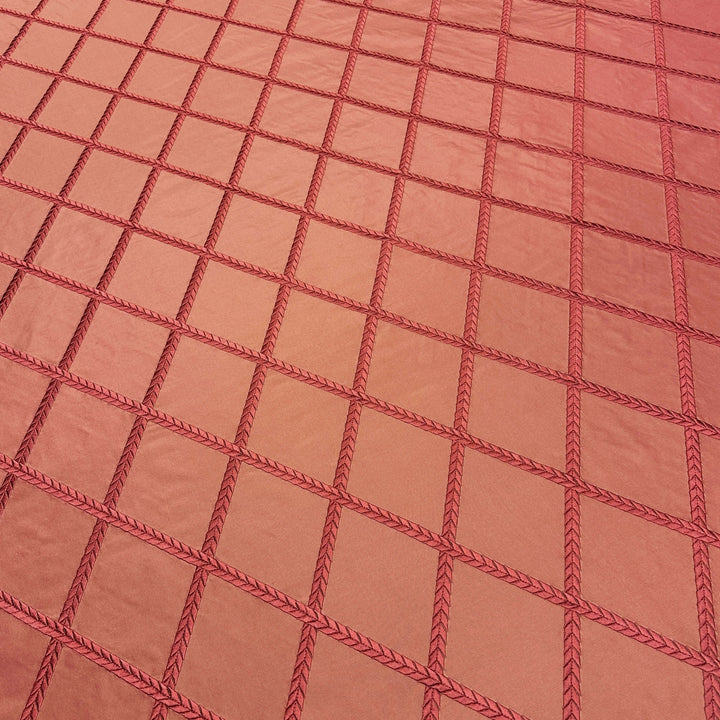 Geometric Diamond Embroidery 100% Silk Fabric