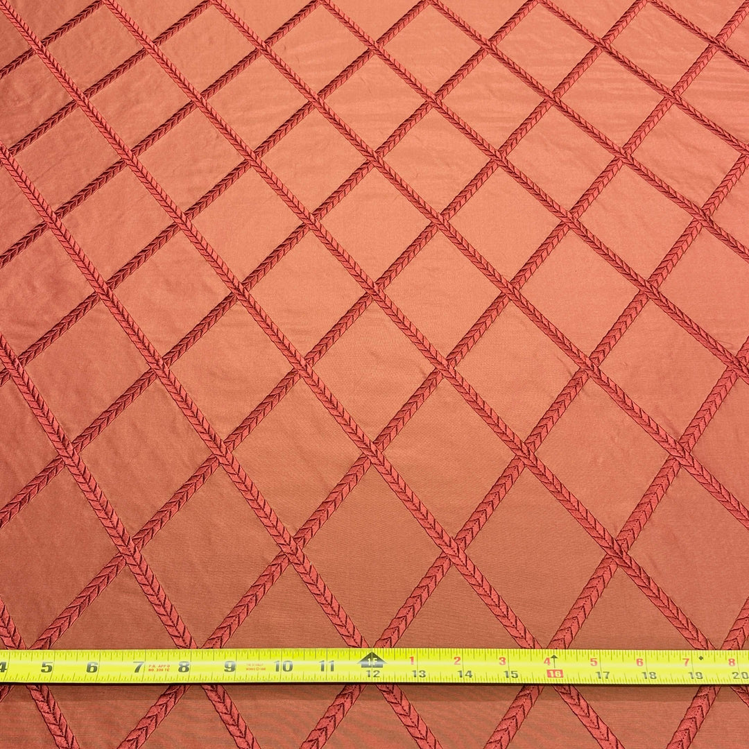 Geometric Diamond Embroidery 100% Silk Fabric