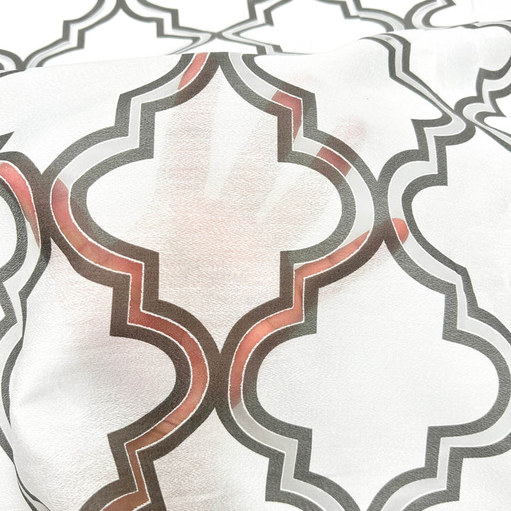 110" Wide Amilia Embroidery Geometric Trellis Voile Batiste Sheer Fabric