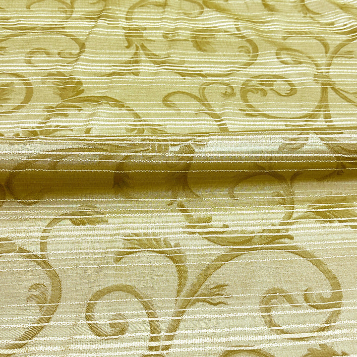 5 YARDS / Khaki Olive Green Floral Flower Embroidery Faux Silk Fabric