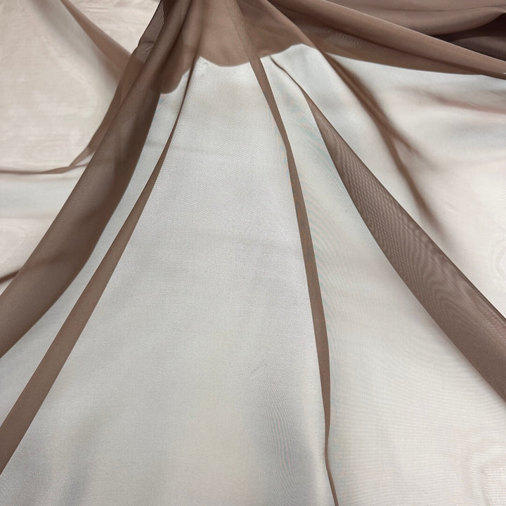 3 YARDS / Dark Brown Solid Sheer Voile Fabric