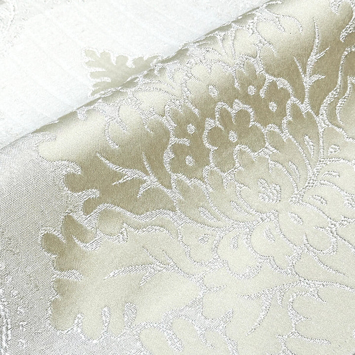 110" LORENS Ivory Light Gold Damask Soft Sheen Jacquard Fabric