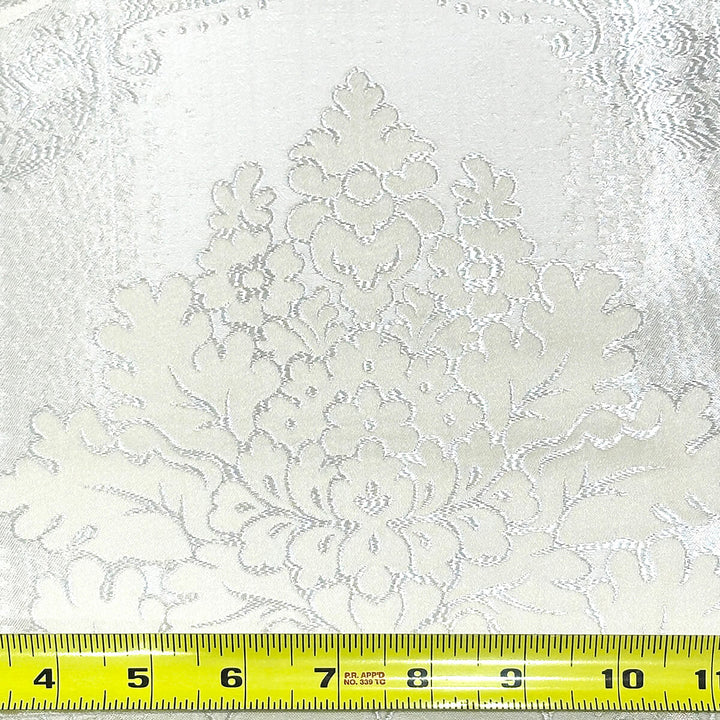 110" LORENS Ivory Light Gold Damask Soft Sheen Jacquard Fabric
