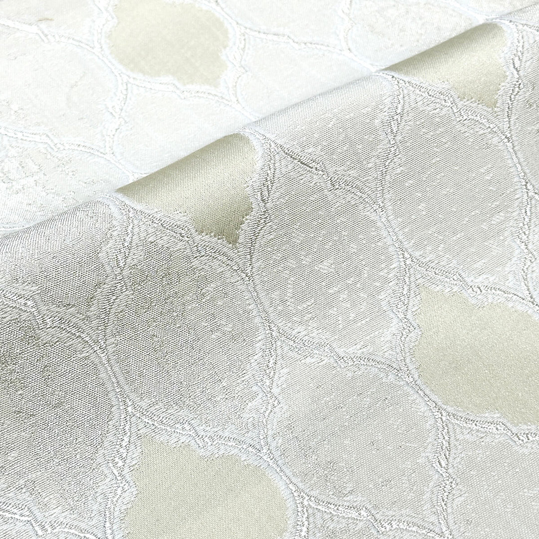 110" JARDIN Ivory Light Gold Geometric Jacquard Brocade Fabric