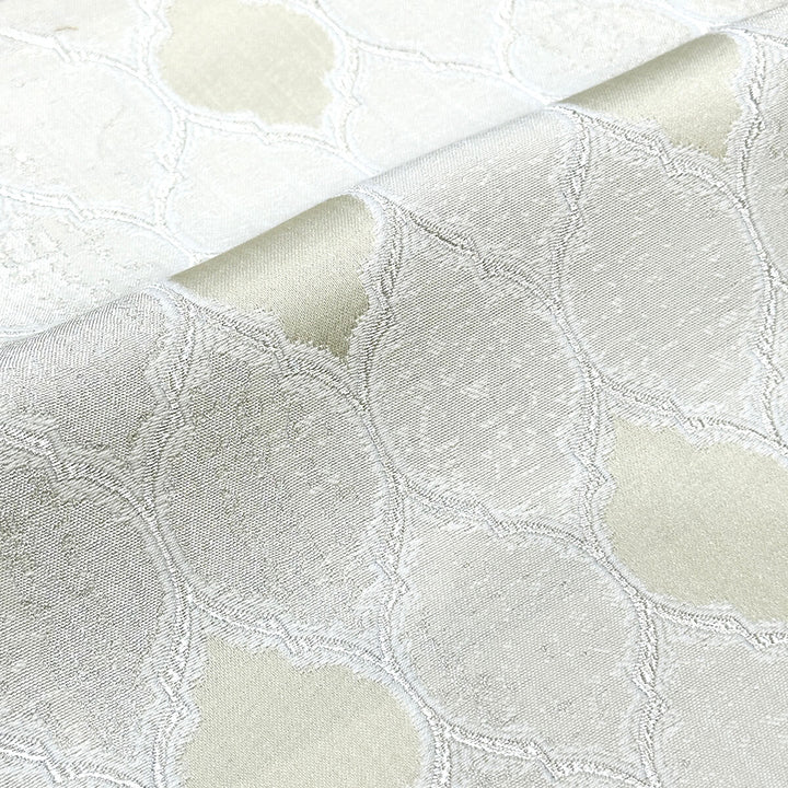 110" JARDIN Ivory Light Gold Geometric Jacquard Brocade Fabric