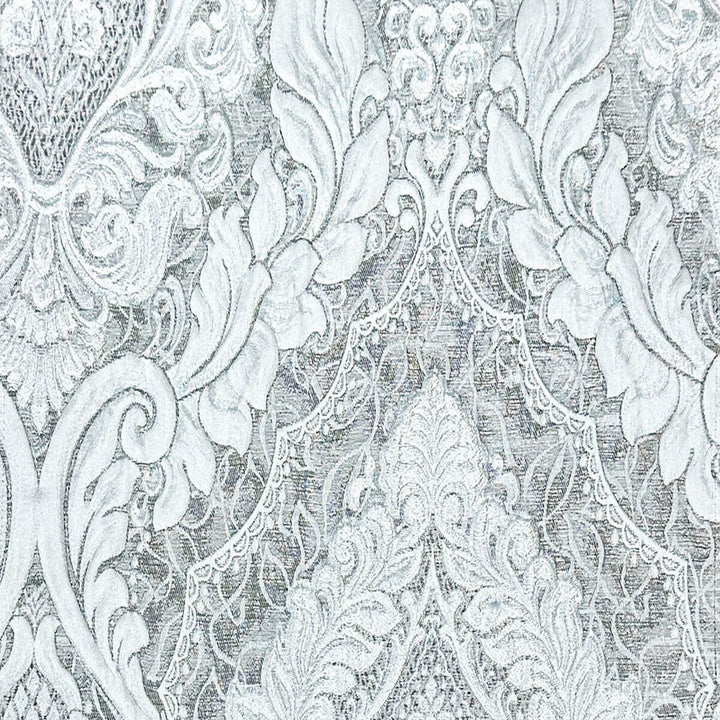 110" Valentinia Soft Gray Raised Damask Jacquard Fabric