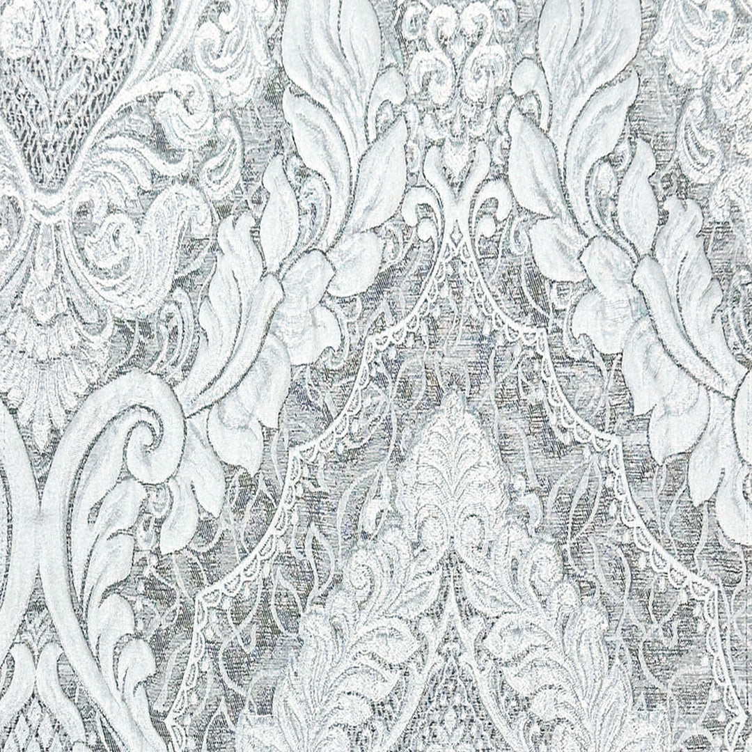 110" Valentinia Soft Gray Raised Damask Jacquard Fabric