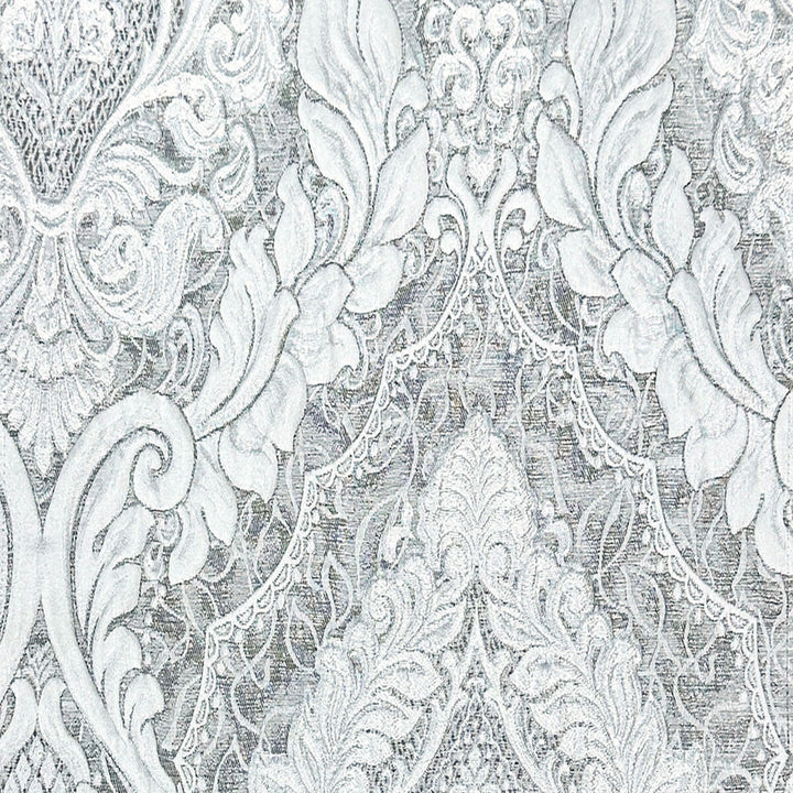 110" Valentinia Soft Gray Raised Damask Jacquard Fabric