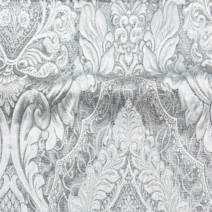 110" Valentinia Soft Gray Raised Damask Jacquard Fabric