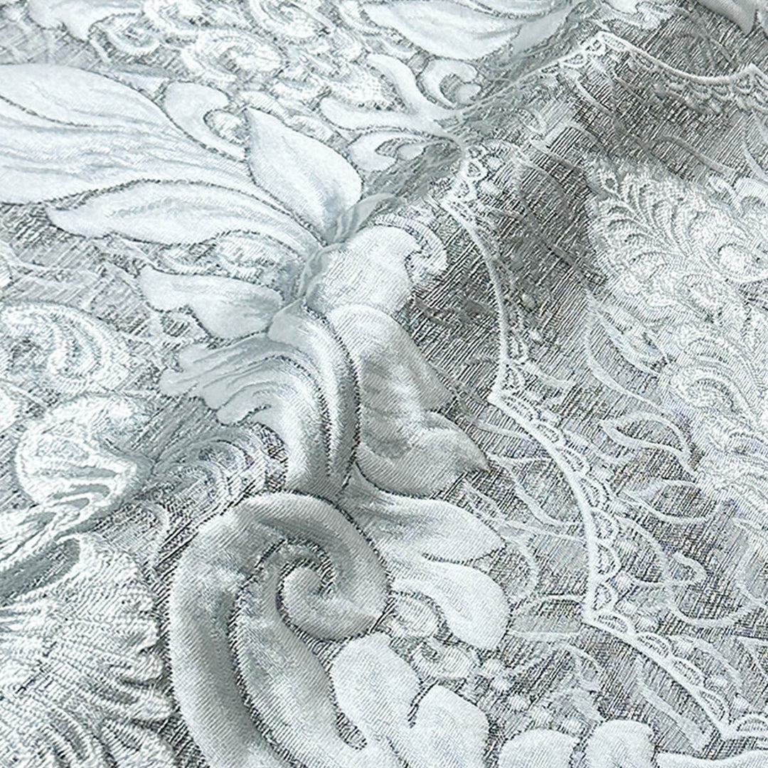 110" Valentinia Soft Gray Raised Damask Jacquard Fabric