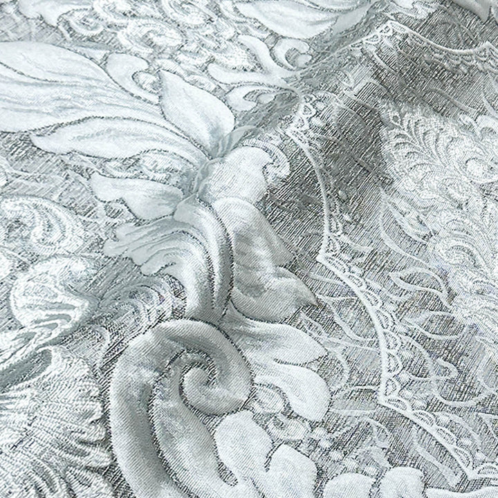 110" Valentinia Soft Gray Raised Damask Jacquard Fabric