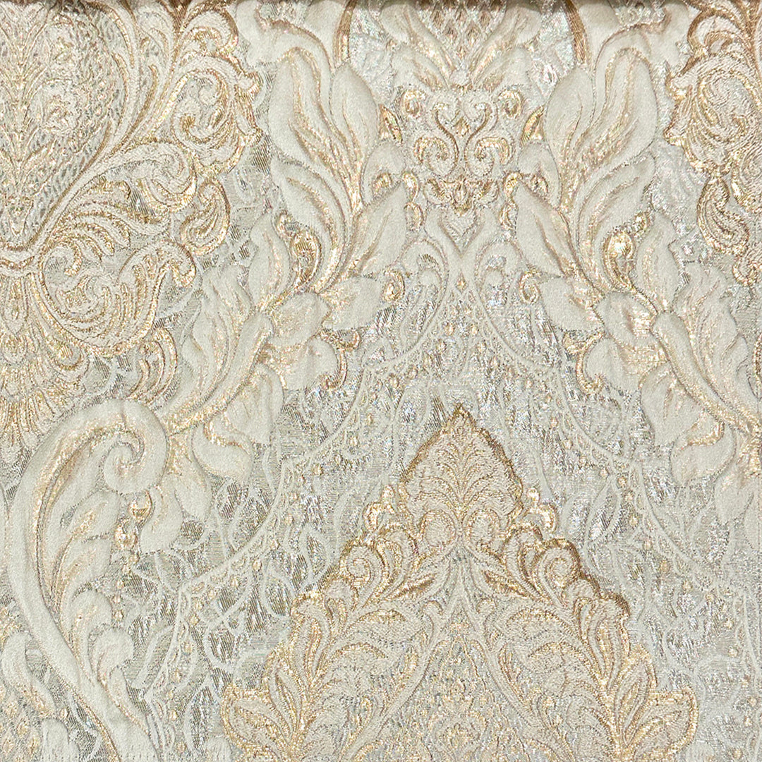 110" Valentinia Soft Light Gold Beige Raised Damask Jacquard Fabric