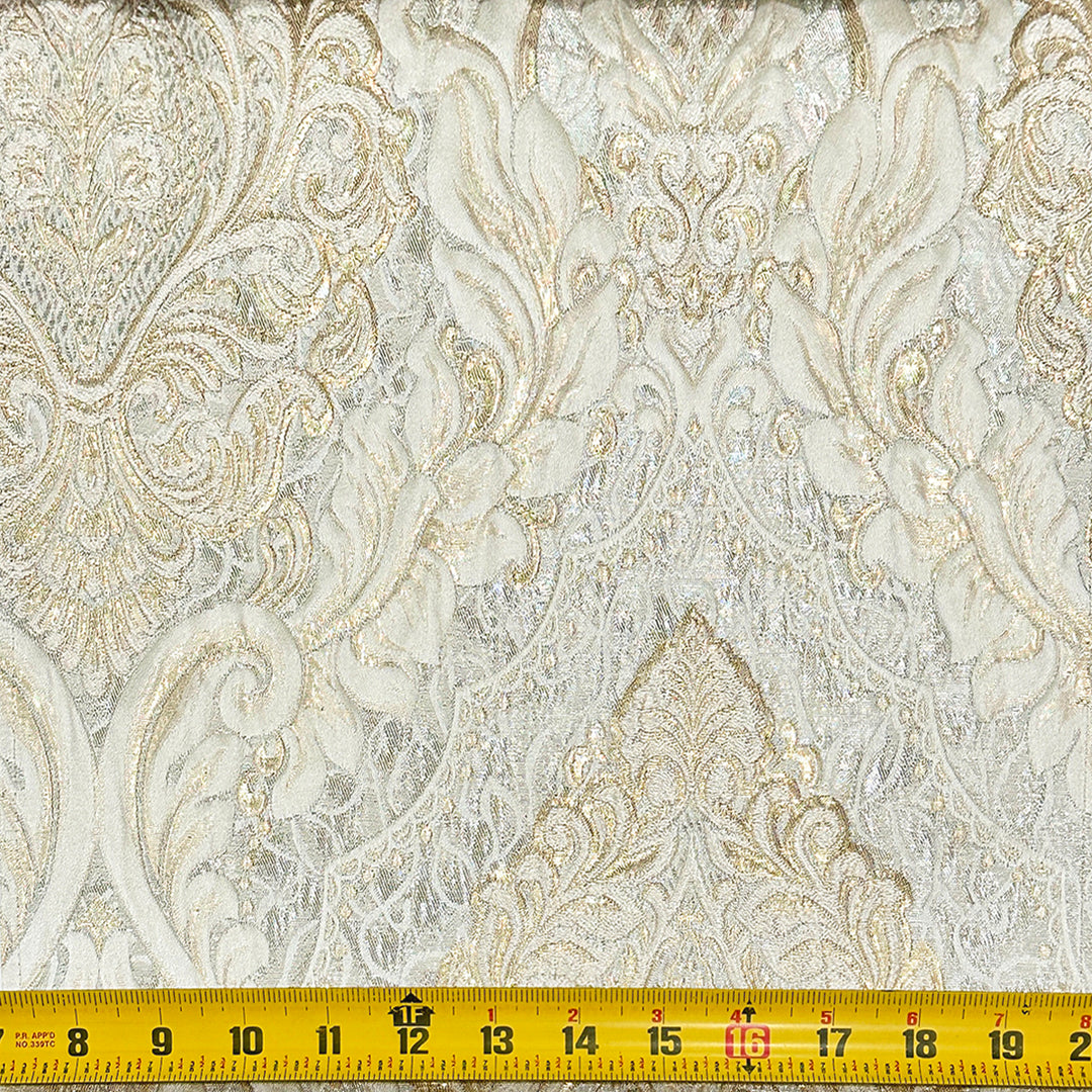 110" Valentinia Soft Light Gold Beige Raised Damask Jacquard Fabric