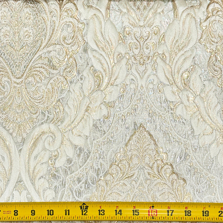 110" Valentinia Soft Light Gold Beige Raised Damask Jacquard Fabric
