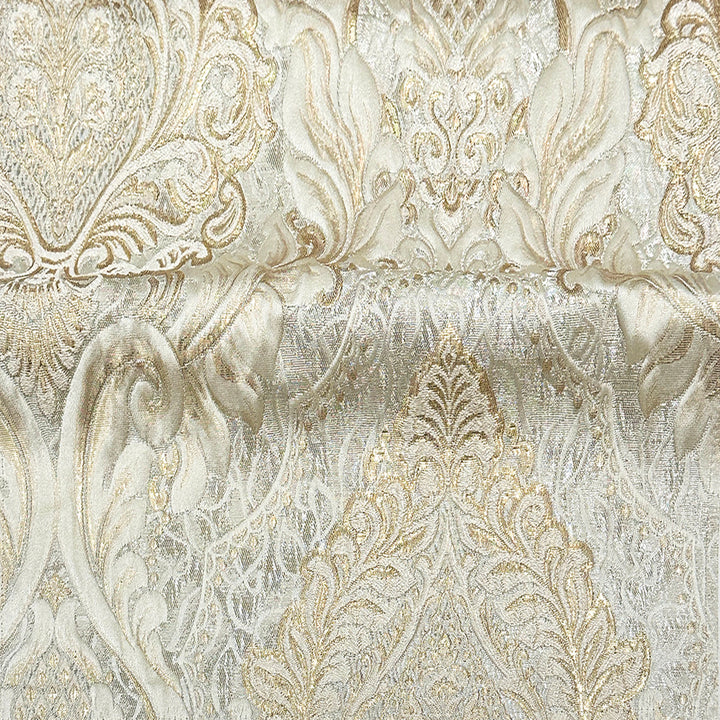 110" Valentinia Soft Light Gold Beige Raised Damask Jacquard Fabric