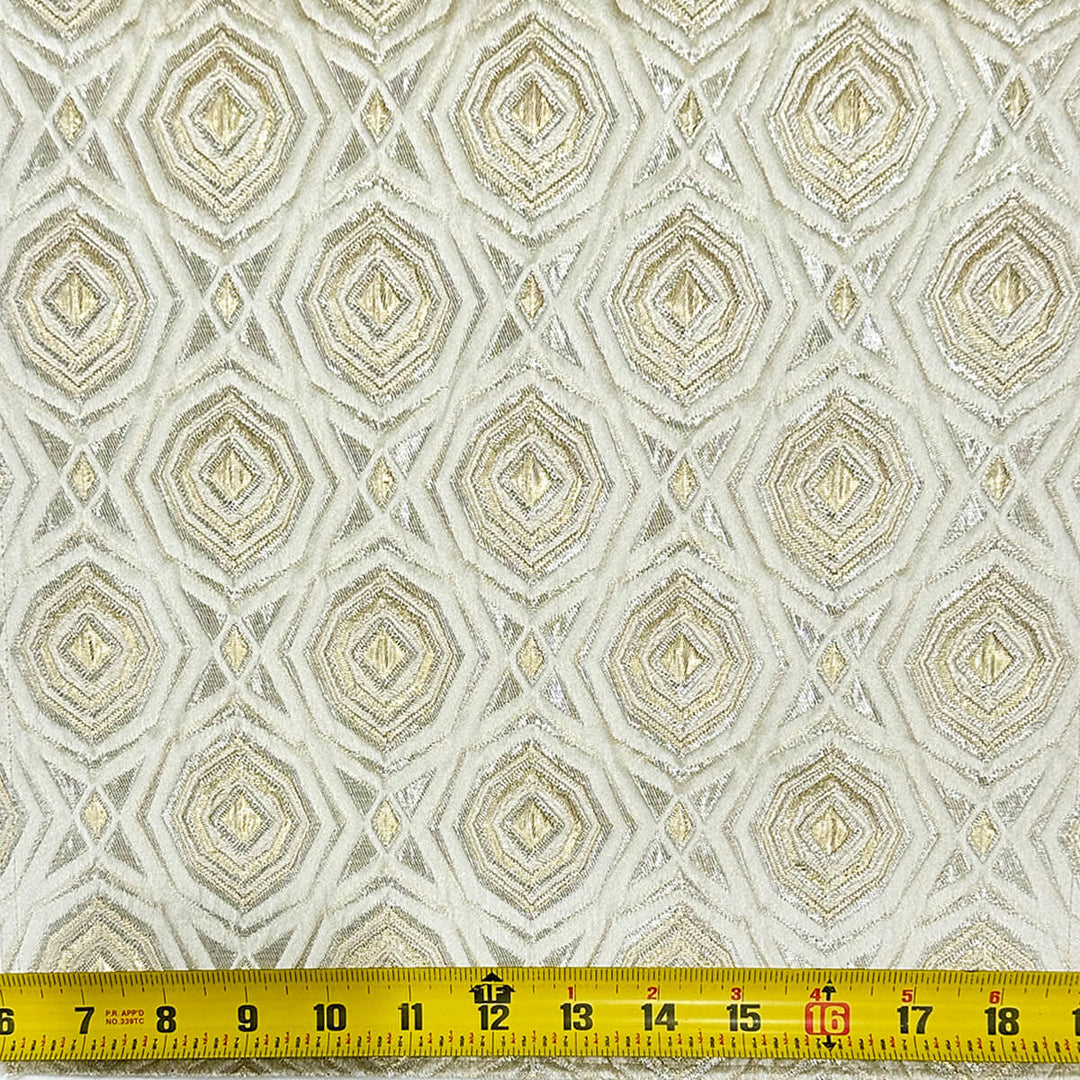 110" Aphrodite Soft Light Gold Beige Raised Jacquard Fabric