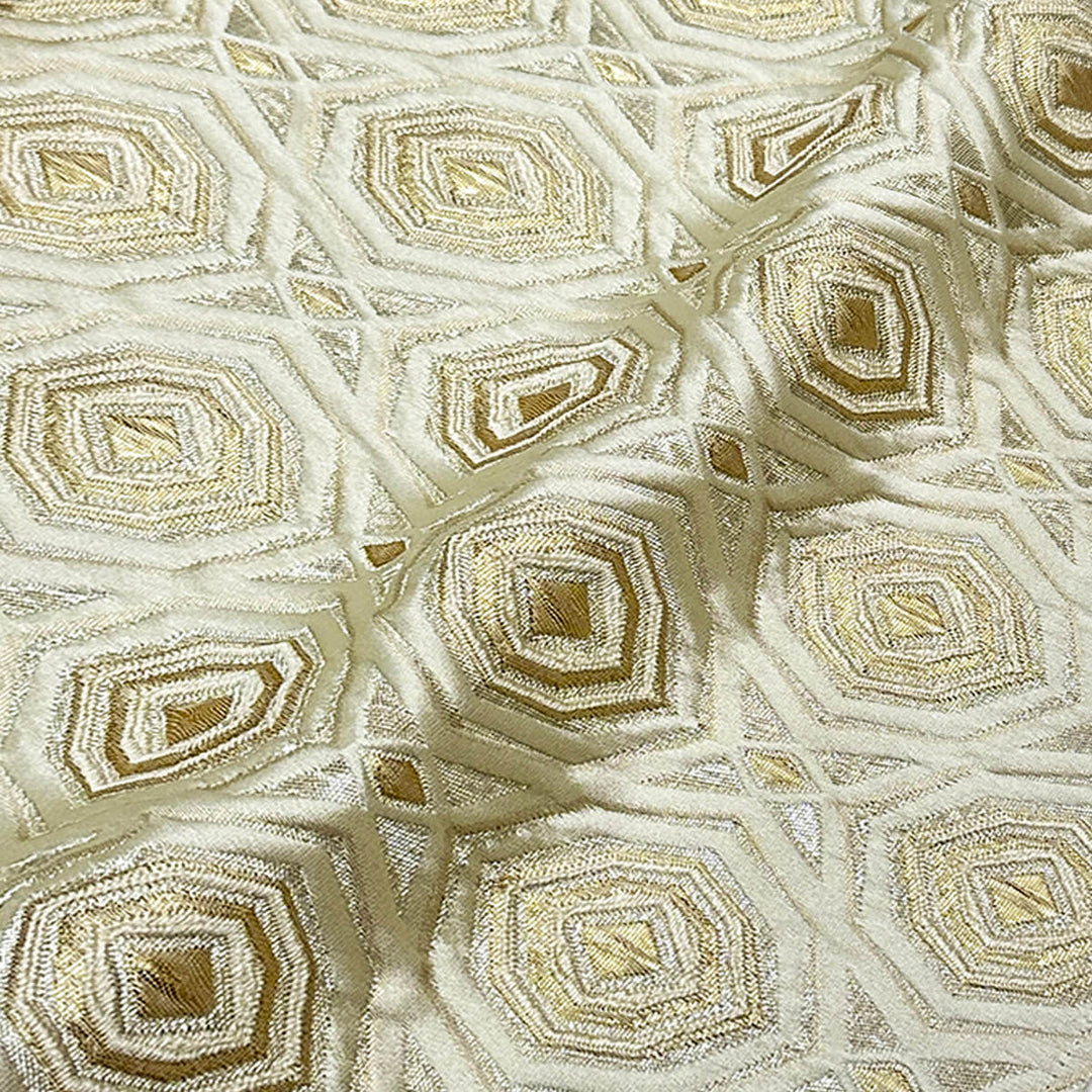 110" Aphrodite Soft Light Gold Beige Raised Jacquard Fabric
