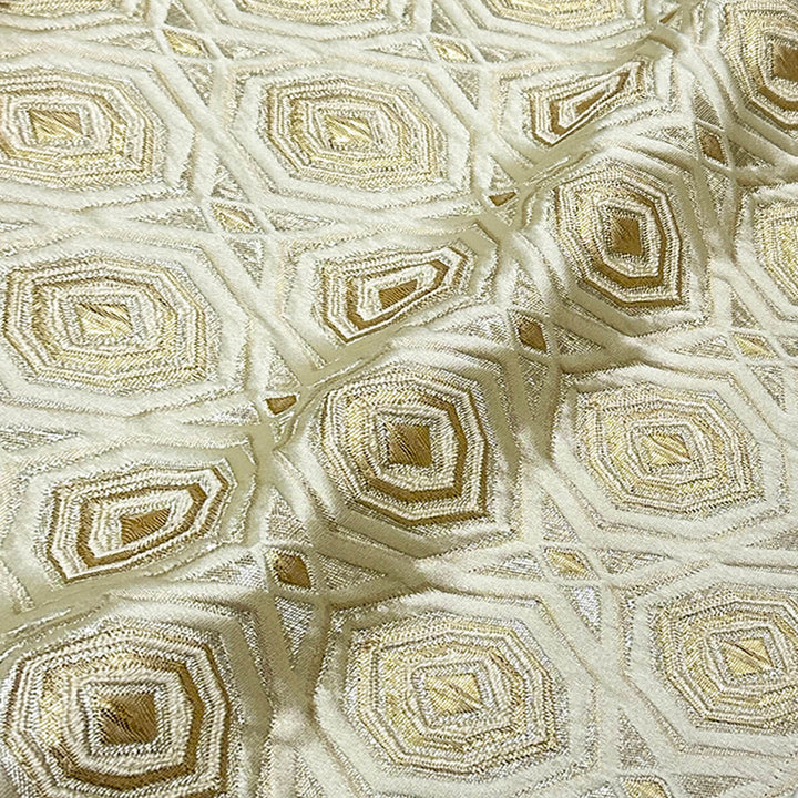 110" Aphrodite Soft Light Gold Beige Raised Jacquard Fabric