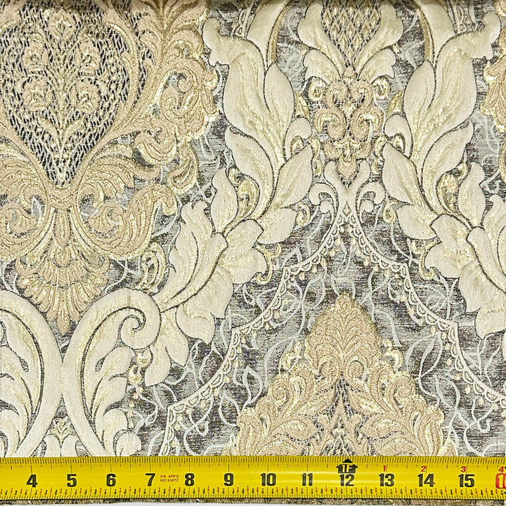 110" Valentinia Soft Gold Brown Raised Damask Jacquard Fabric