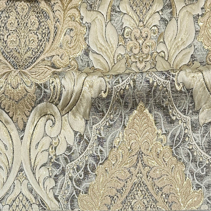110" Valentinia Soft Gold Brown Raised Damask Jacquard Fabric