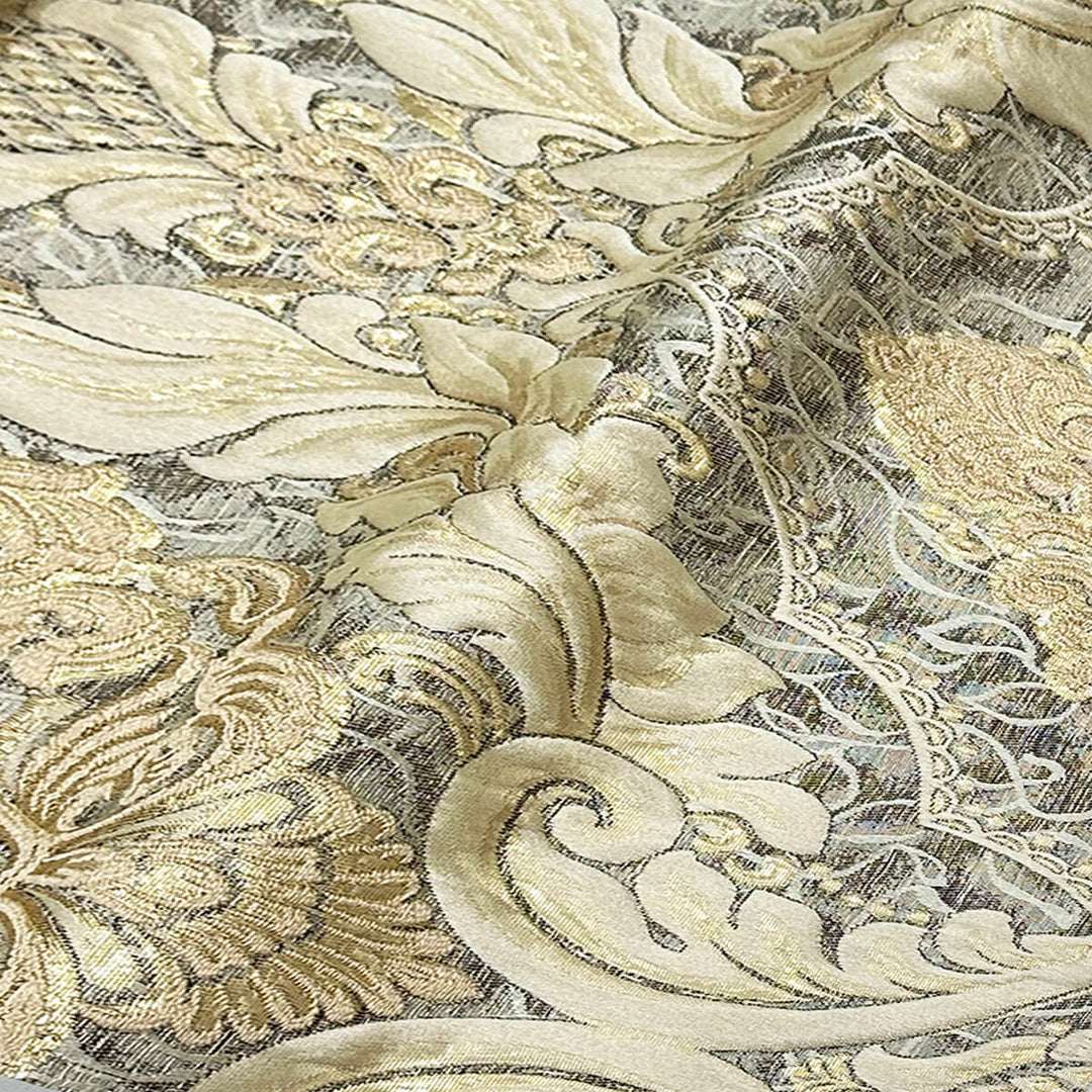 110" Valentinia Soft Gold Brown Raised Damask Jacquard Fabric