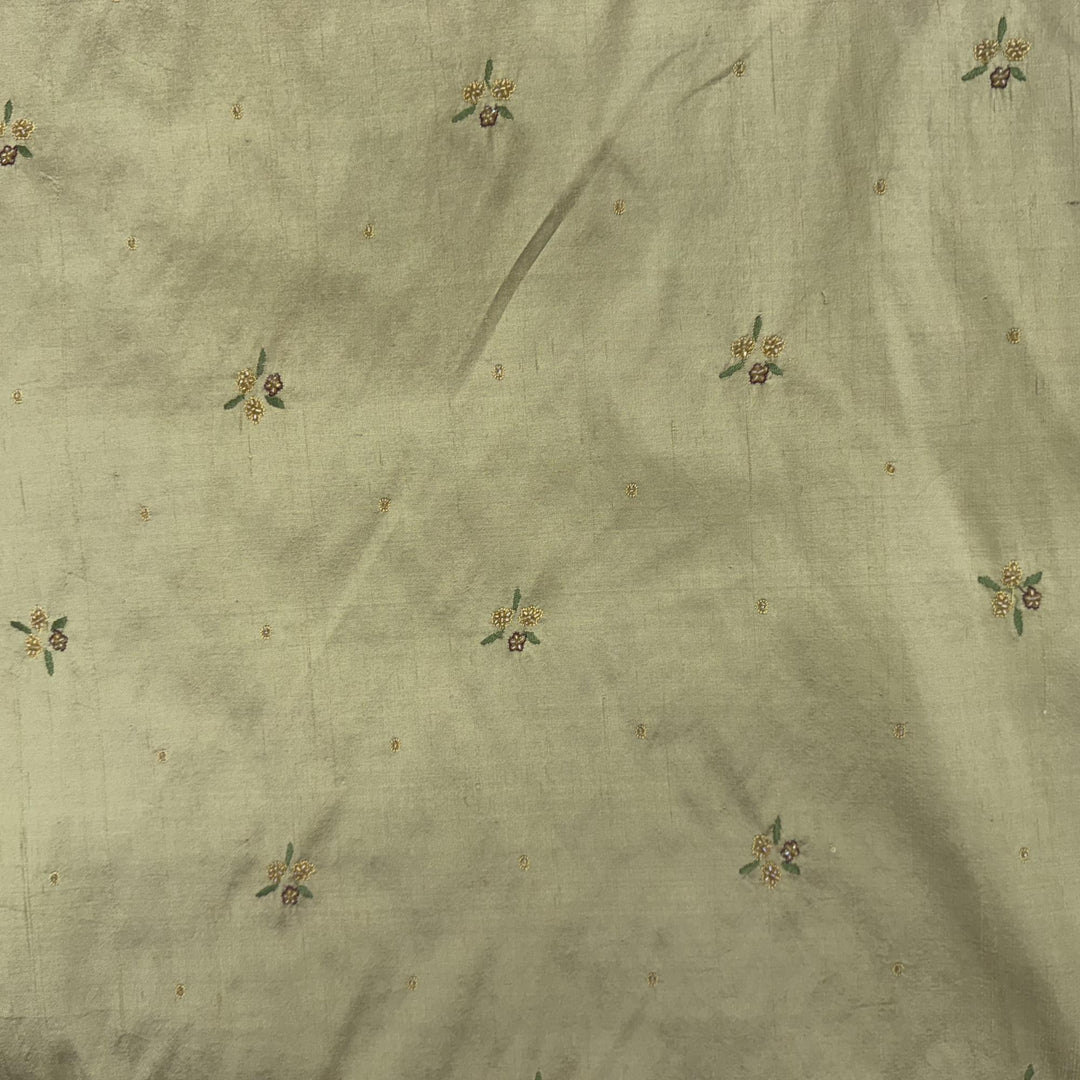 Pavelle Floral Embroidered with Jewels Silk Fabric in Brass