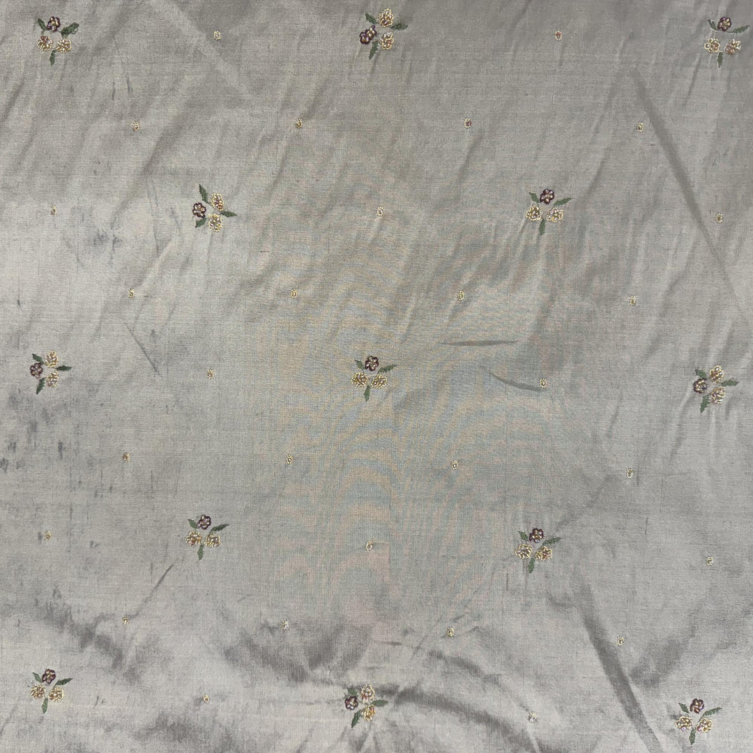Pavelle Floral Embroidered with Jewels Silk Fabric in Bronze