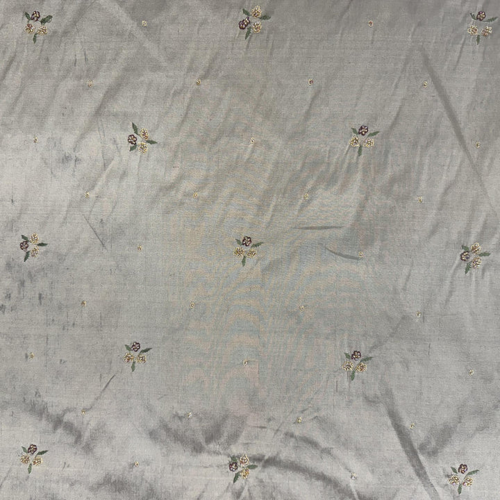 Pavelle Floral Embroidered with Jewels Silk Fabric in Bronze