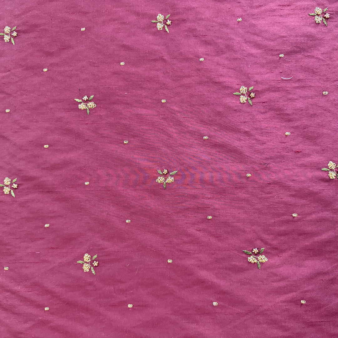 Pavelle Floral Embroidered with Jewels Silk Fabric in Fire