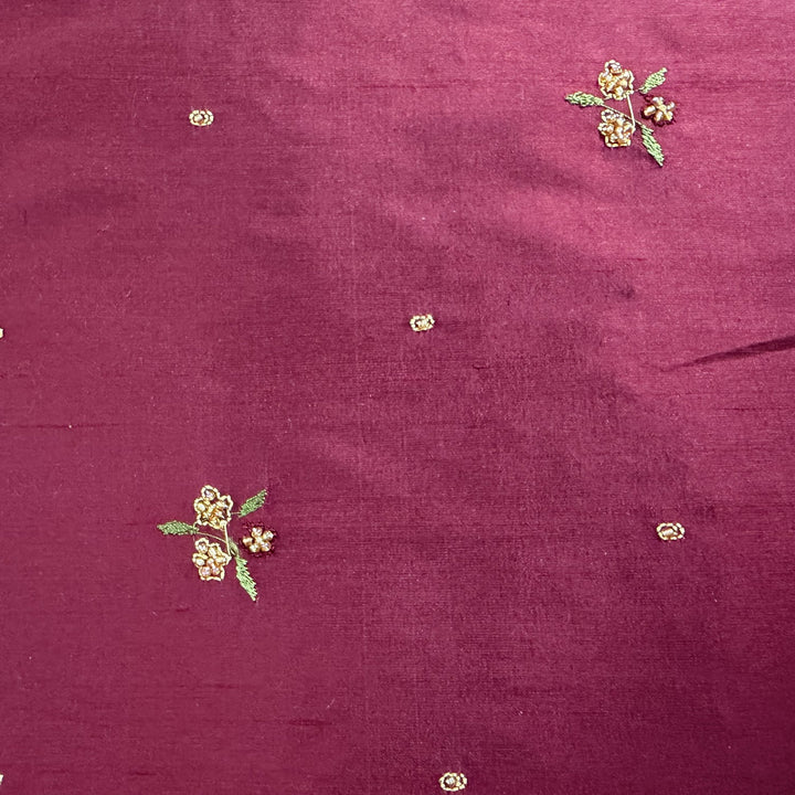 Pavelle Floral Embroidered with Jewels Silk Fabric in Fire