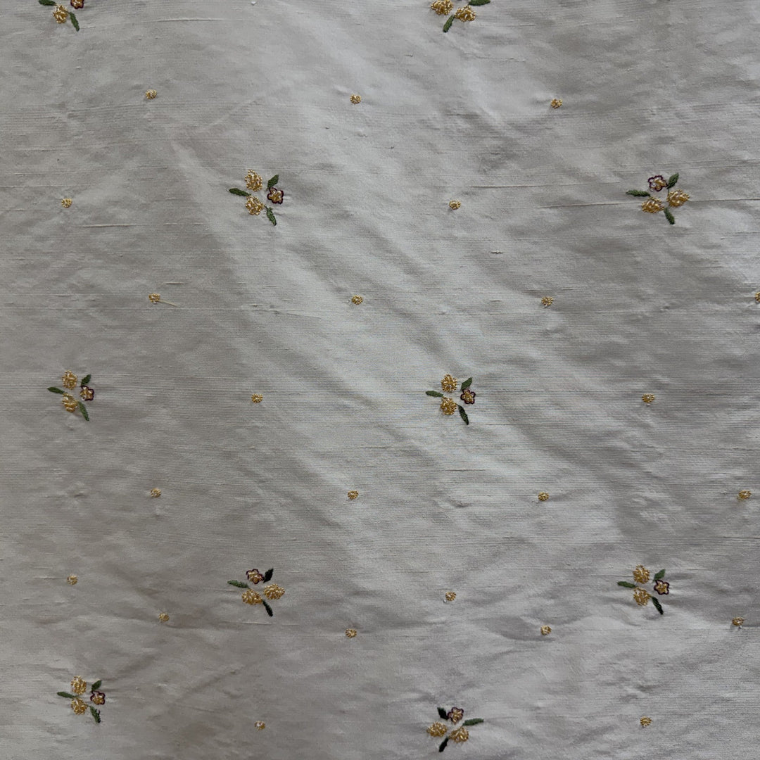 Pavelle Floral Embroidered with Jewels Silk Fabric in Sand