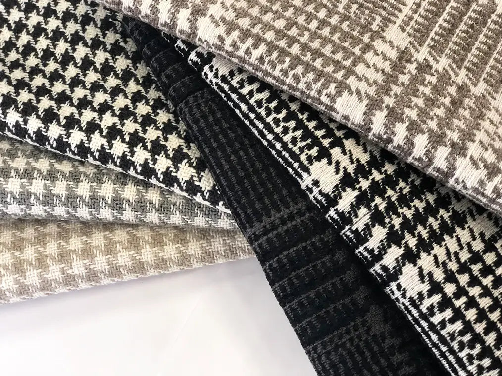 Ésvane Gray Small Houndstooth Chenille Fabric