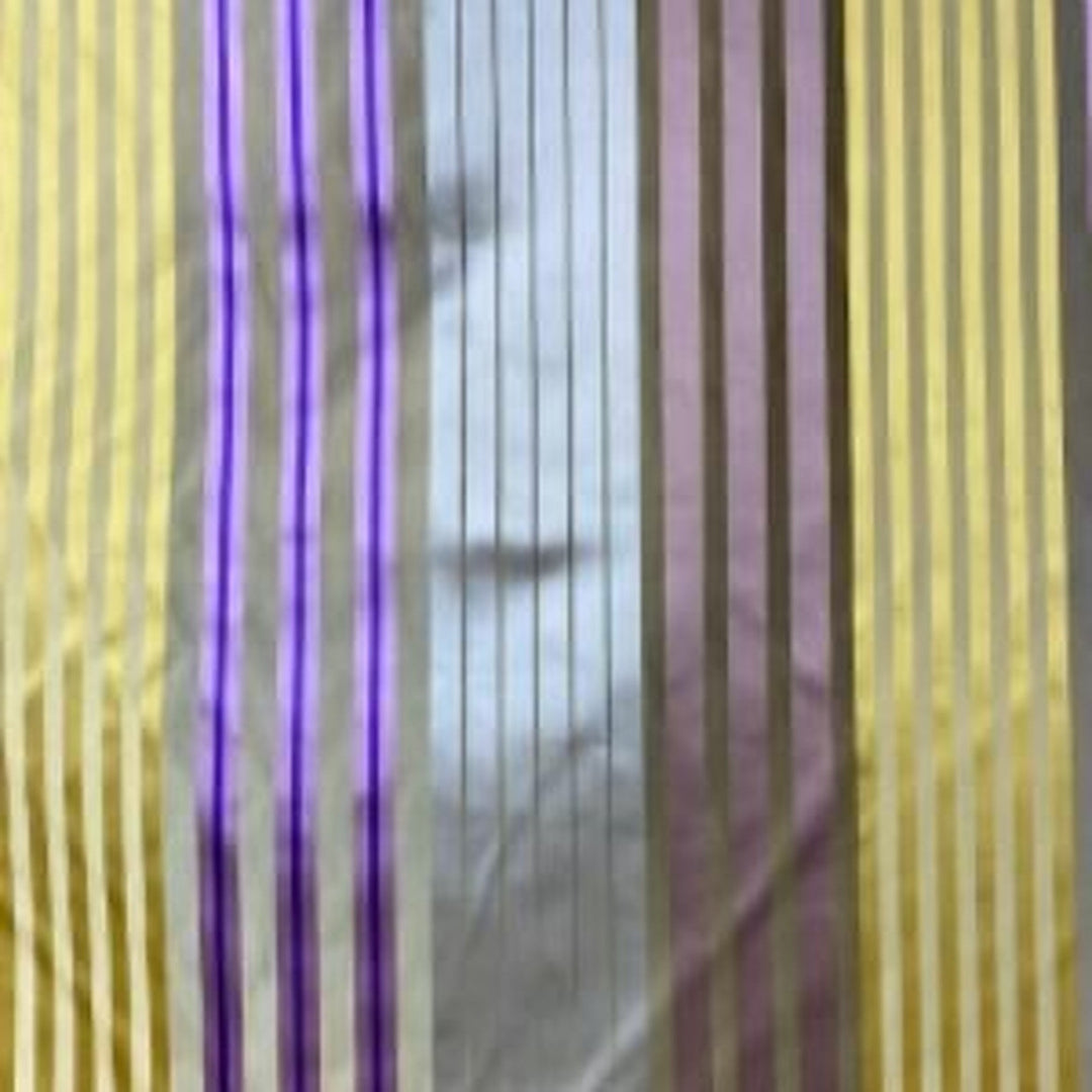 Salvessa Multi-Colored Stripe Silk Fabric in Natural