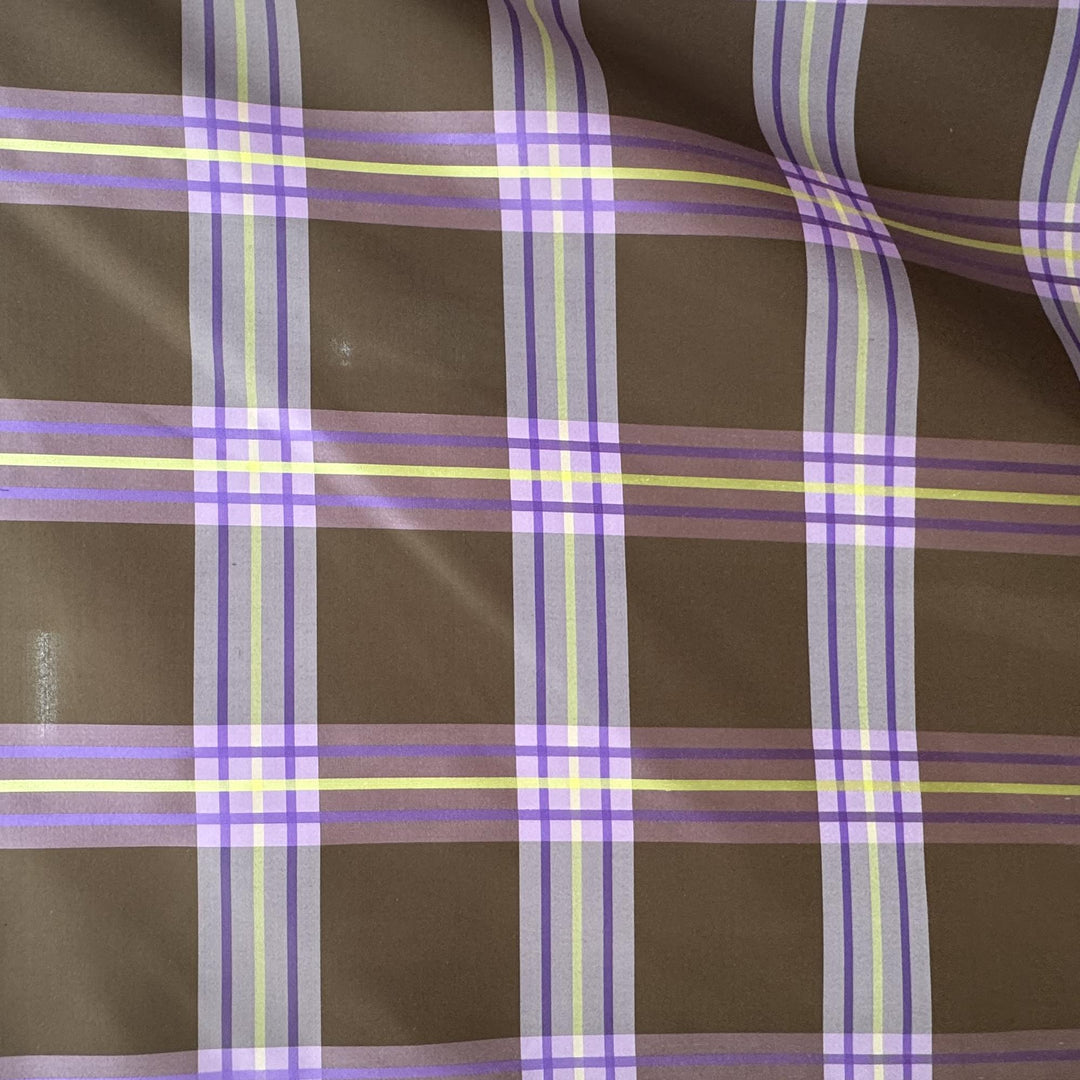 Uriavelle Small Square Multi-Colored Stripe Silk Fabric in Chocolate