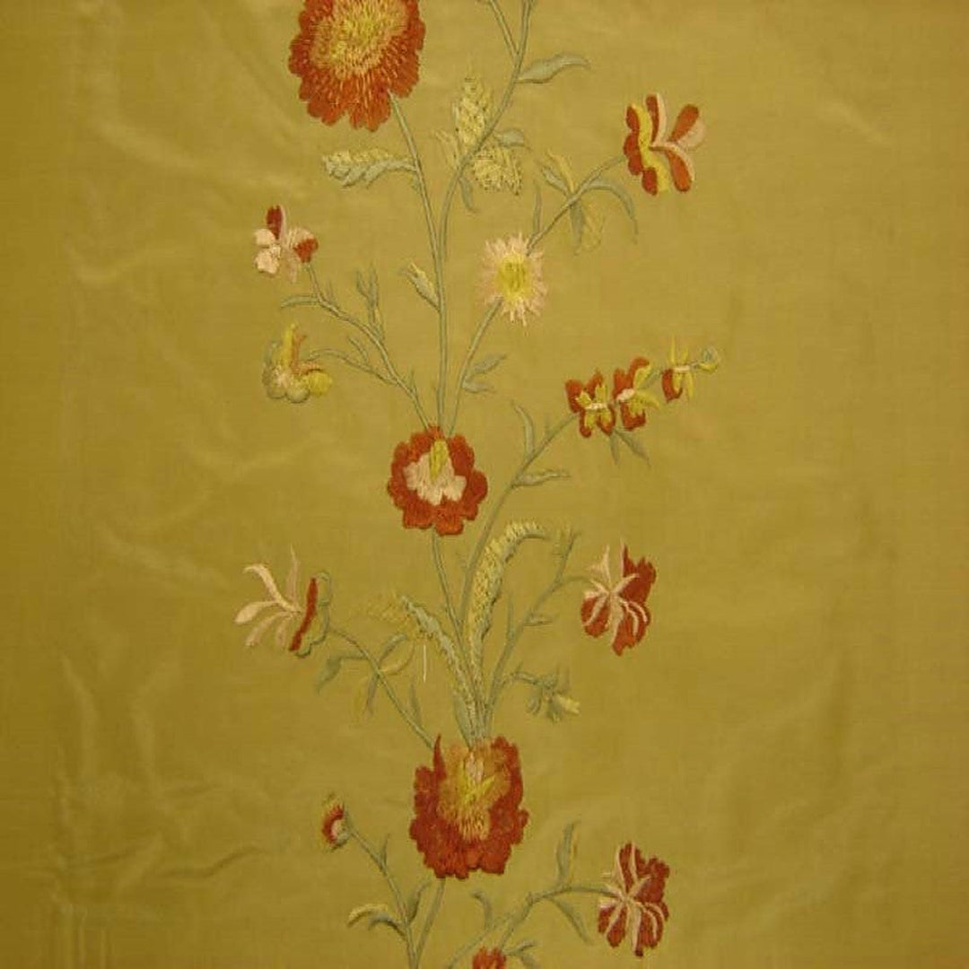 Velmora Floral Embroidered Silk Fabric in Spice