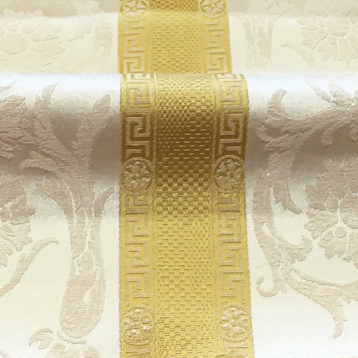 Tessuto jacquard broccato damascato classico a contrasto VENICE giallo canarino beige largo 110 pollici
