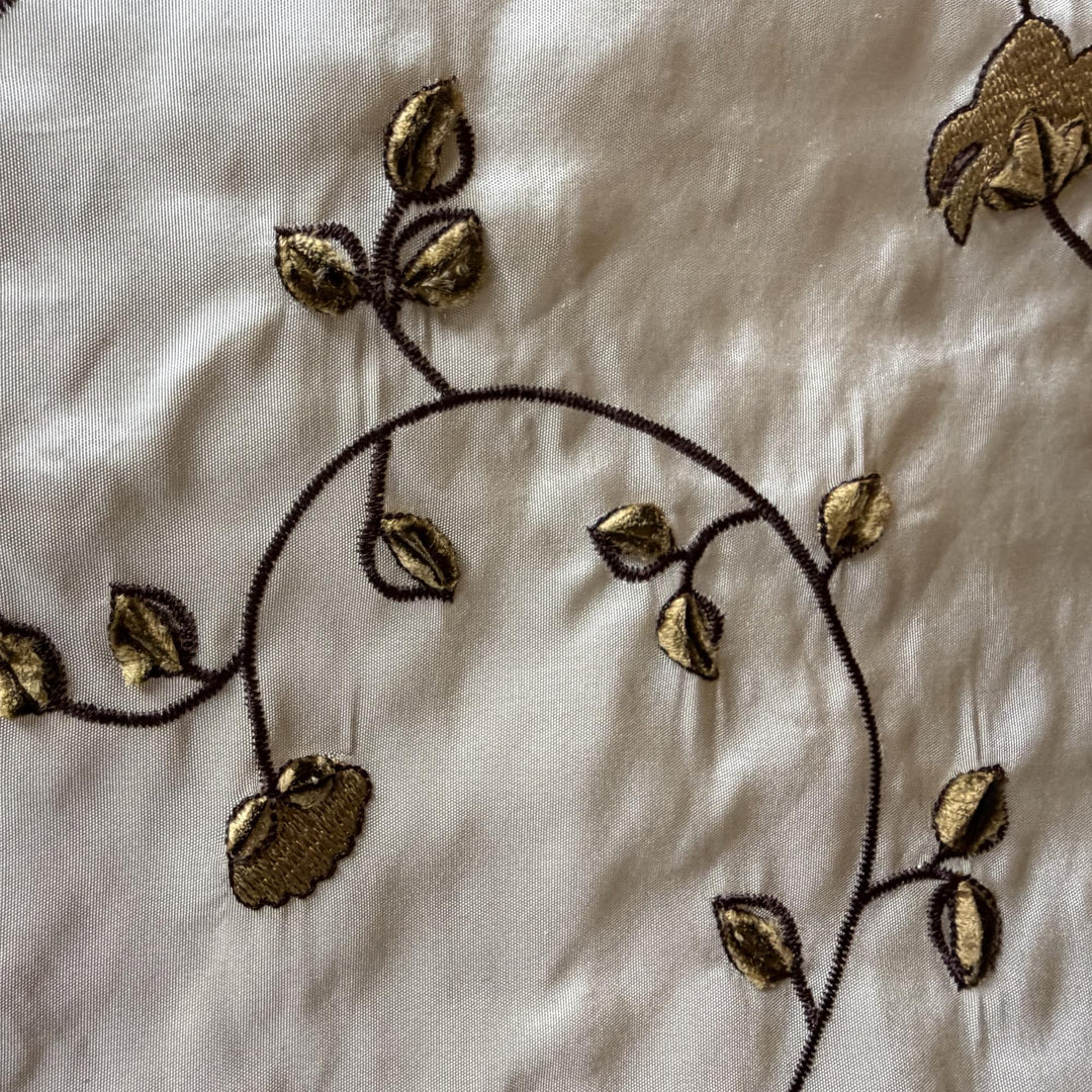Zarelle Floral Swirl Velvet Embroidered Silk Fabric in Antique