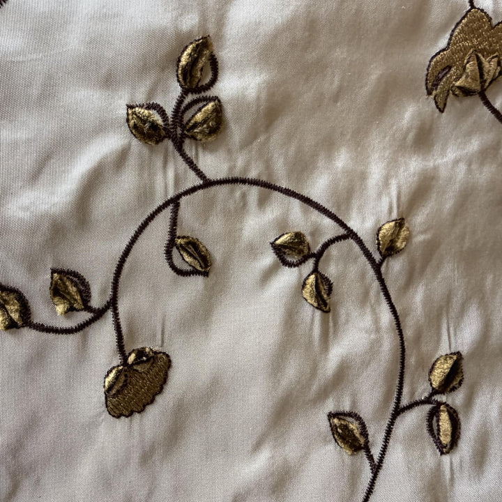 Zarelle Floral Swirl Velvet Embroidered Silk Fabric in Antique