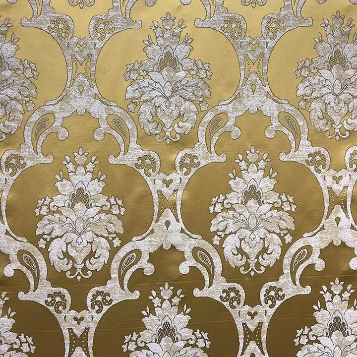 Veloria Gold Damask Faux Silk Fabric