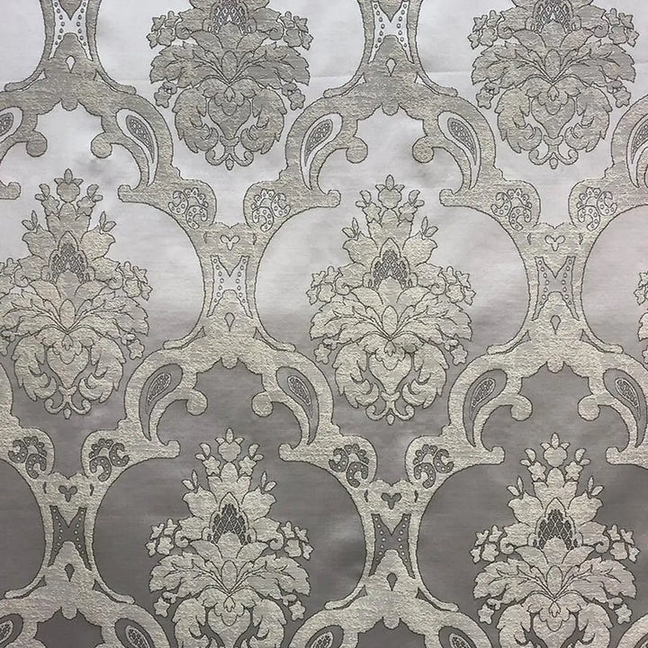 Veloria Ivory Damask Faux Silk Fabric