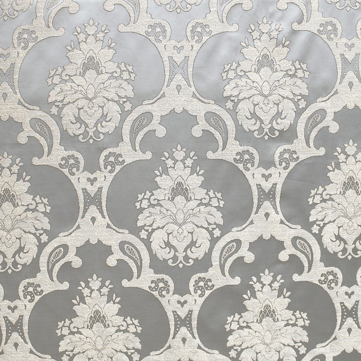 Veloria Soft Silver Damask Faux Silk Fabric
