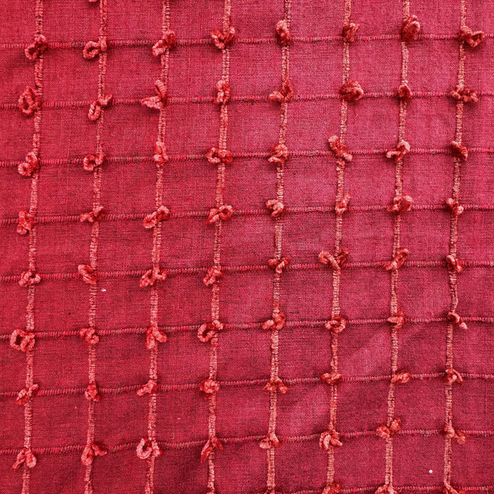 Alvessine Small Square Tufted Knots Silk Fabric in Cherry