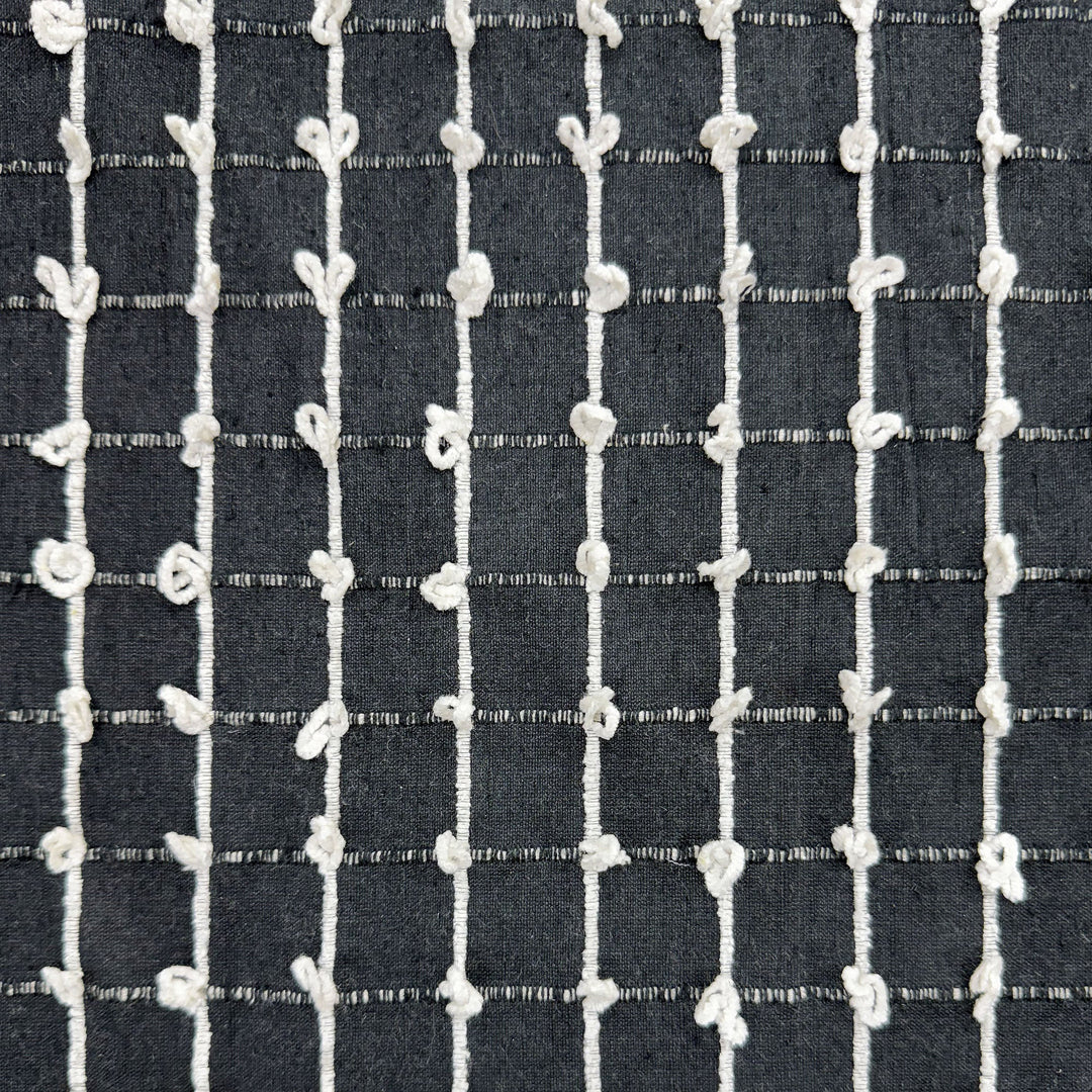 Alvessine Small Square Tufted Knots Silk Fabric in Ebony