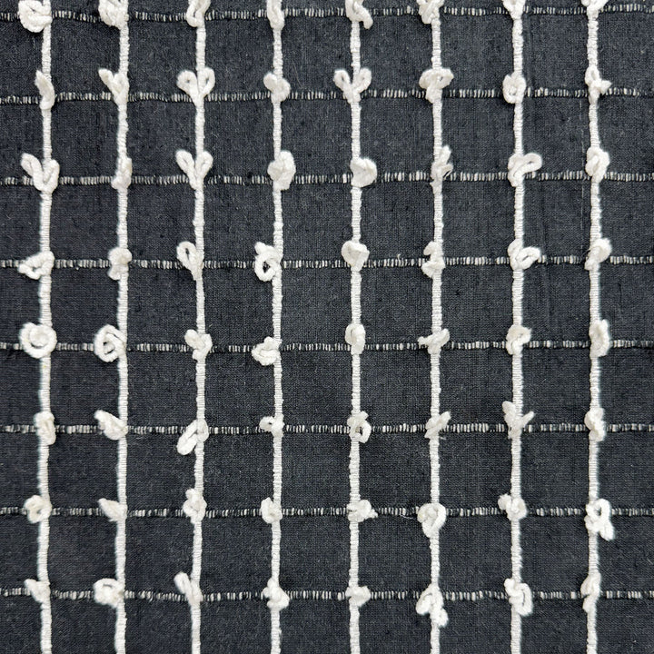 Alvessine Small Square Tufted Knots Silk Fabric in Ebony