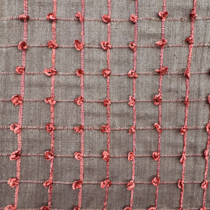 Alvessine Small Square Tufted Knots Silk Fabric in Java