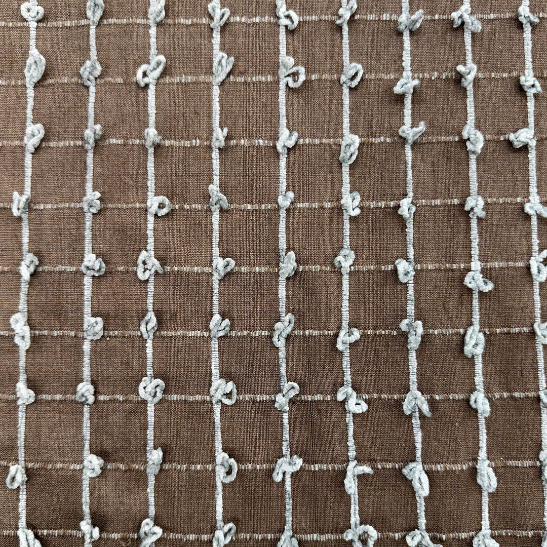 Alvessine Small Square Tufted Knots Silk Fabric in Truffle