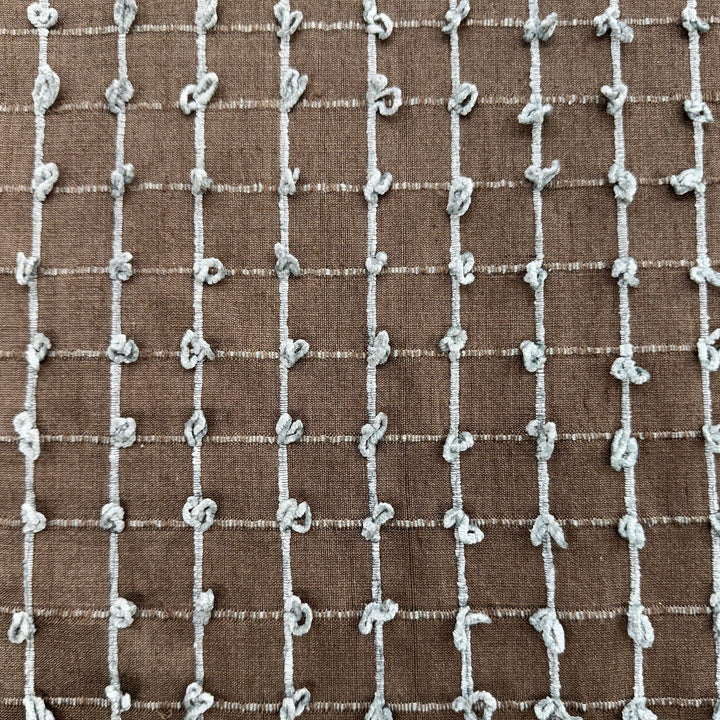 Alvessine Small Square Tufted Knots Silk Fabric in Truffle